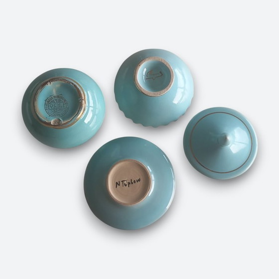 Image 1 of Art Deco ceramic ensemble turquoise with gold