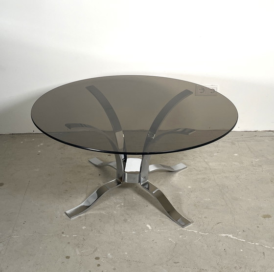 Image 1 of Table basse vintage en chrome et verre fumé