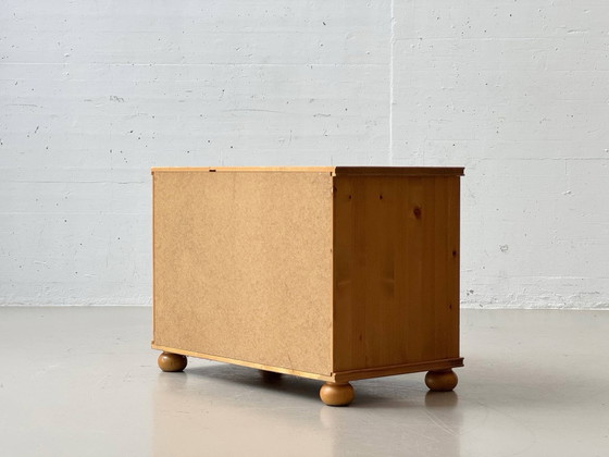 Solid Pine Chest of Drawers with 2 Drawers, Country Style, 1990s, Sideboard, Wood, Beige (photo 14 of 15)