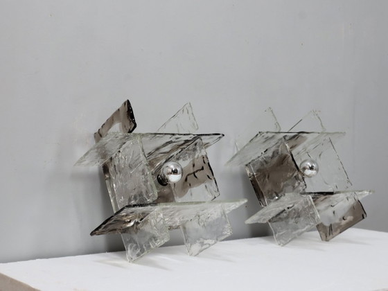 Image 1 of Paar Murano-Glas-Wandleuchten, Carlo Nason für Mazzega, 1960er Jahre, Italien