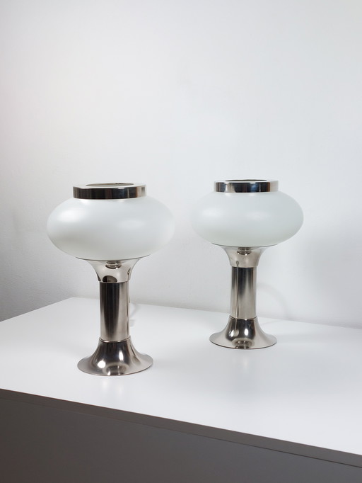 Lampes de table vintage DDR Space Age lampes de chevet chromées