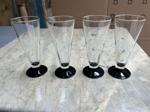 Bicchieri vintage Luminarc con base nera (set da 4)