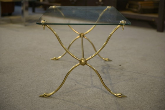 Image 1 of Neoclassical coffee table attributed to Maison Jansen, swan neck base, 1940s