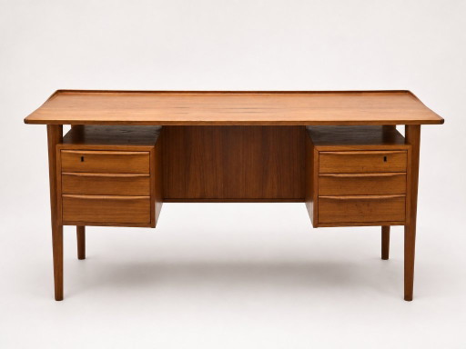 Escritorio danés antiguo de teca, diseñado por Peter Løvig Nielsen para Løvig, década de 1960. – bureau, Wood