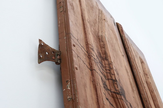 Image 1 of Grote 17e-eeuwse kloosterdeuren in terracotta gelakt eikenhout, Portugal