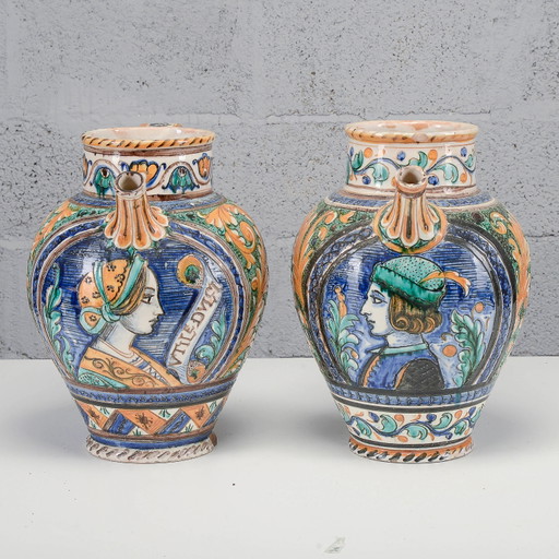 Pair of Mid-20th Century Deruta Vases