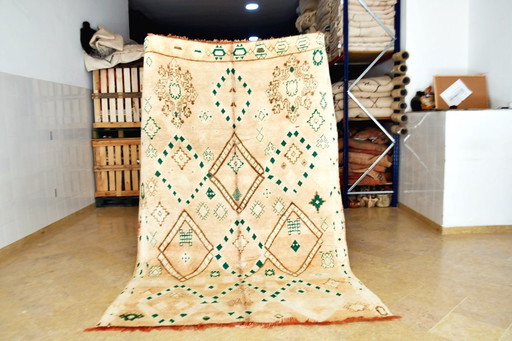 Vintage Zemmour Marokkanischer Teppich - 272 x 173 cm (Beige & Grün)