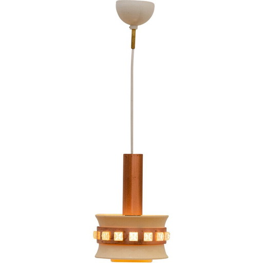 Vintage hanglamp van geslepen glas en kunststof, Tsjechoslowakije 1970