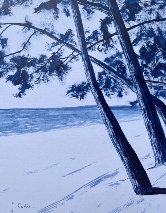 Image 1 of Inchiostro indaco su carta bianca, 40x30cm