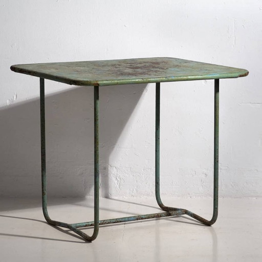 Mintgrüner antiker Gartentisch (ca. 1920) #20