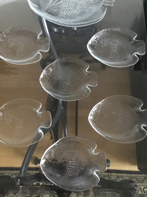 Transparent Glass Fish Dish Set, Arcoroc France, Table accessories, Vintage (photo 4 of 7)