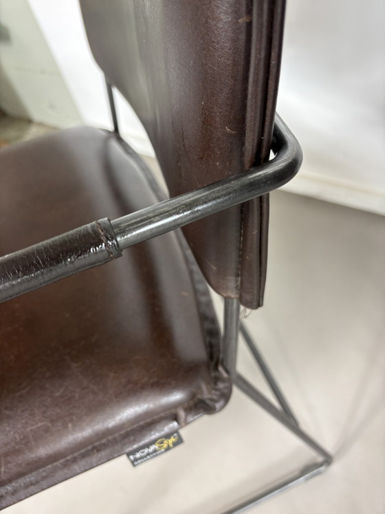 4 NovaStyl Collection Brown Leather Dining Chairs – Metal (photo 12 of 15)