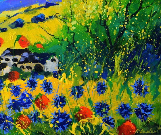 Image 1 of Red poppies , blue cornflowers 