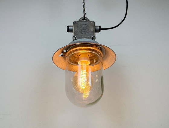 Image 1 of Industrial Aluminium Light with Clear Glass Cover from Elektrosvit, 1970s