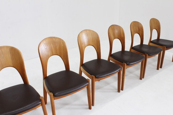 Image 1 of Vintage Danish teak dining chairs by Niels Koefoed Set of 6