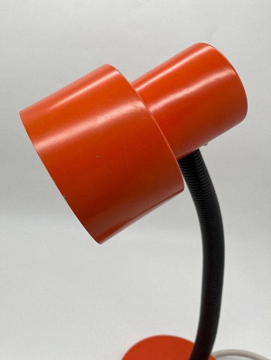 Image 1 of Lampe de bureau vintage orange avec col de cygne flexible, années 1970