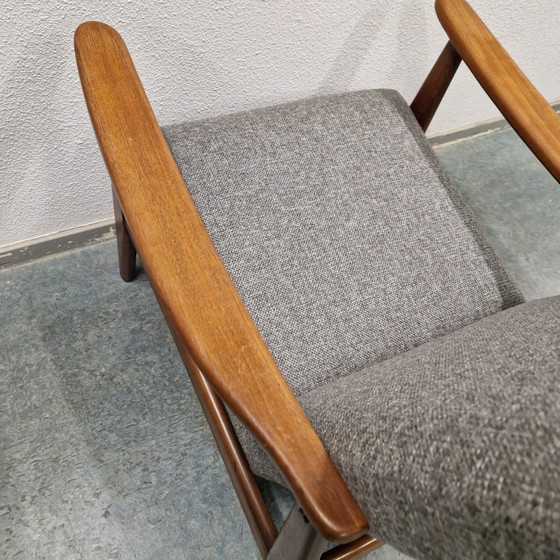 Fauteuil Vintage Easy Chair Récemment Retapissé Fauteuil Danois Années 60 – Textile, Wood (photo 9 of 12)