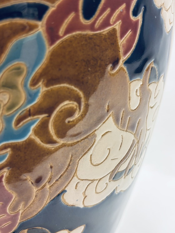 Image 1 of Grande vaso vintage in stile cloisonné - dipinto a mano - 50 cm - ottimo in