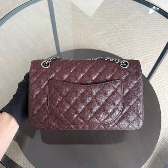 Image 1 of Chanel 2.55 Reissue 225 - 24CM Caviar trapuntato Borgogna Marrone Rutenio Hardware Argento Serie 16