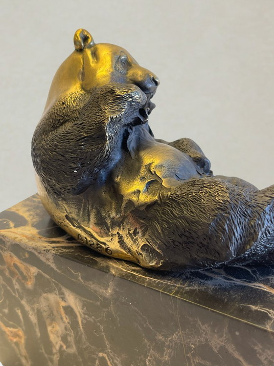 Image 1 of Art Deco bronze panda sculpture – signed Milo – marble base