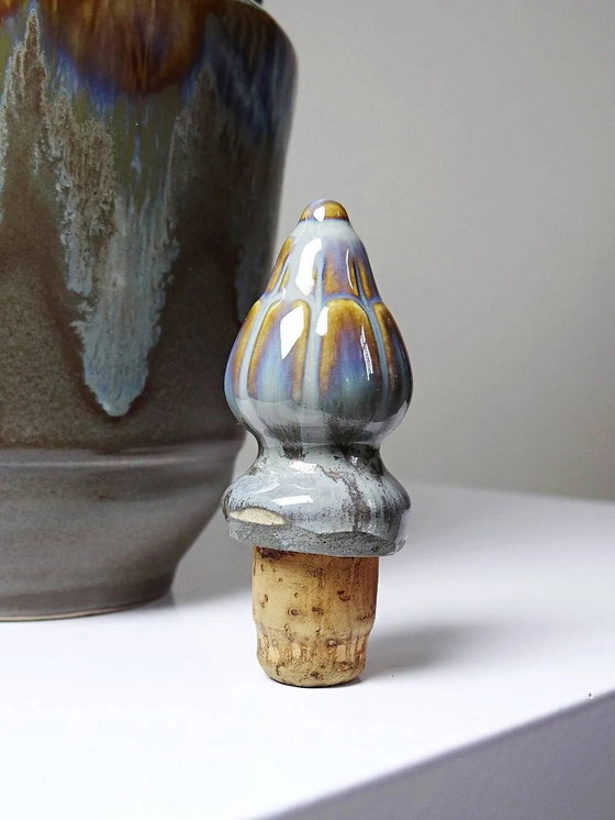 Bottiglia vintage in gres con smalto fiammato, Francia . – Bicchieri e caraffe, Porcellana, Sughero (photo 9 of 14)