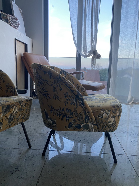 WOOOD Vogue Armchairs – Velvet Poppy Mustard – Floral Pattern – Metal (photo 4 of 5)
