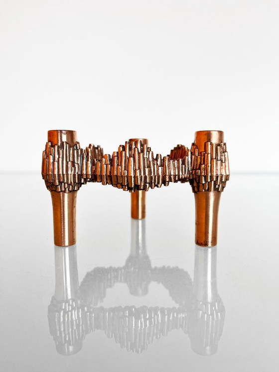 Image 1 of Vintage 70s BMF Quist Nagel kandelaar koperkleurig