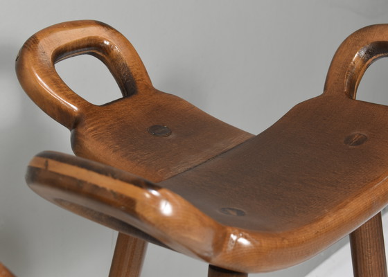 Image 1 of 4x Eiche Barhocker im Stil von Sergio Rodrigues 1970er Jahre