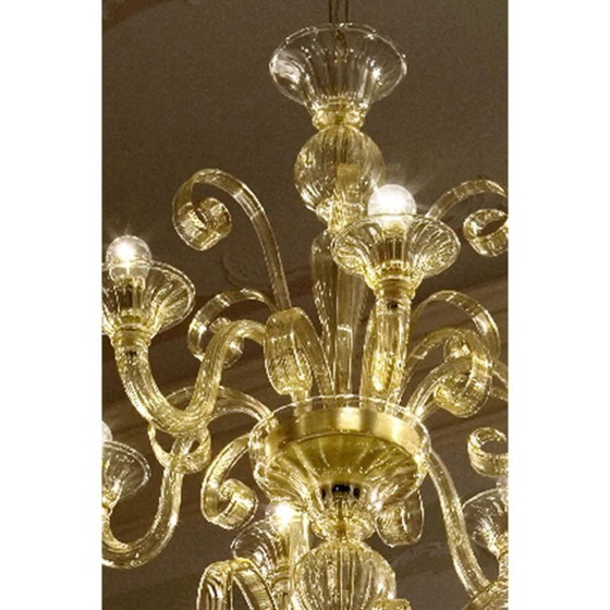 Image 1 of Moderner Champagner-Kronleuchter aus venezianischem Muranoglas mit geschwungenen Linien