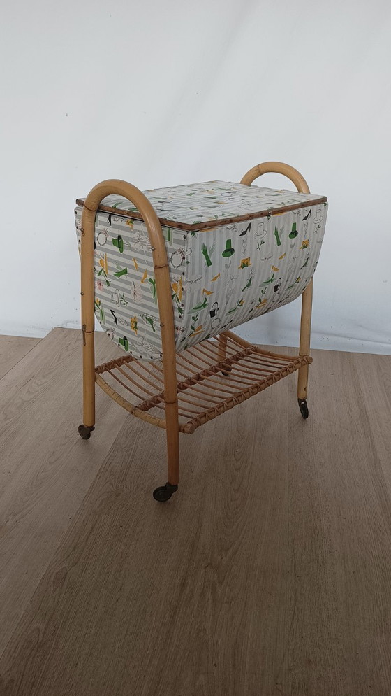 Image 1 of 1950s sewing box storage cabinet