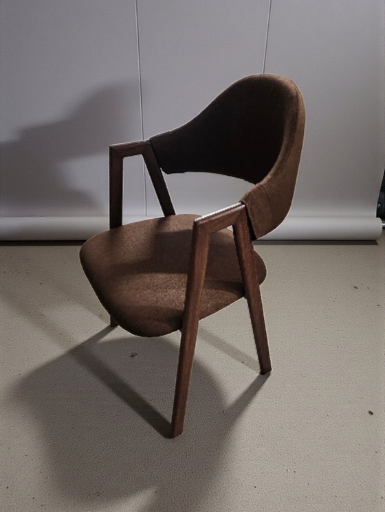 Image 1 of 6 sillas de comedor de diseño danés tapizadas en lino