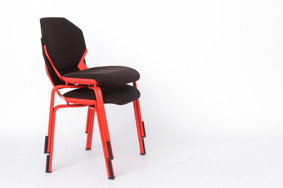 Image 1 of Space Age Chairs Set of 4, Fröscher Stacking Chairs, 1980s German Design, Hartmut Engel, IF Design Award