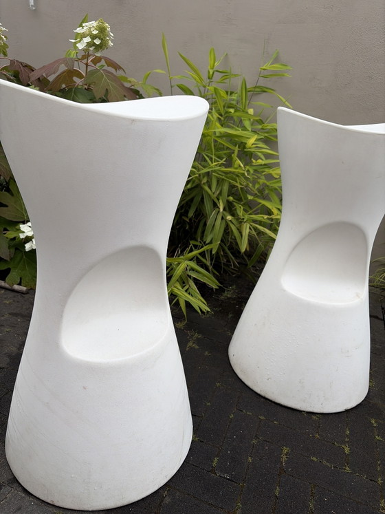 Image 1 of 2x Skoop bonaldo stool wit | barkruk binnen/buiten