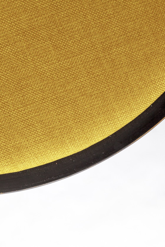 Image 1 of Paar Vintage draaistoelen - jaren 1970 Duits ontwerp - zwart gelakt beuken & chroom - gele bekleding - gerestaureerd Mid Century