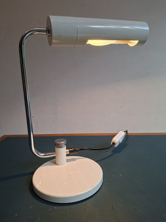 White Desk Lamp, Seventies, Hala Zeist – Reading Lamp, Metal (photo 3 of 10)