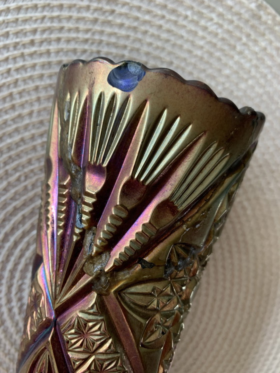 Image 1 of Vintage Brockwitz Carnival Glass Vases - Set of 2