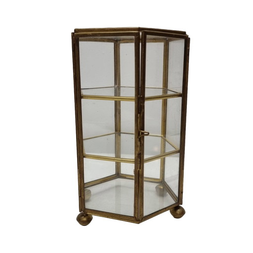 Vitrine en verre Hollywood Regency Pentagone