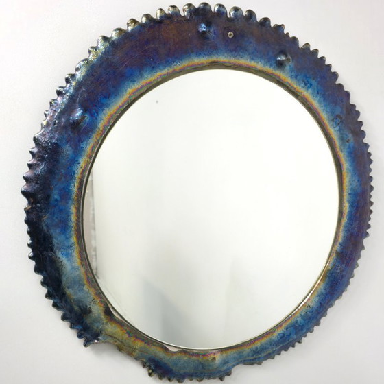 Image 1 of Brutalistischer Spiegel, 1960er Jahre, Aluminium, Emaille, Mitte des Jahrhunderts