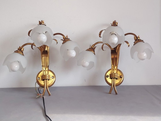 Image 1 of Vintage wandlamp (met wandarm) in Italiaanse Florentijnse stijl, gemaakt van smeedijzer.