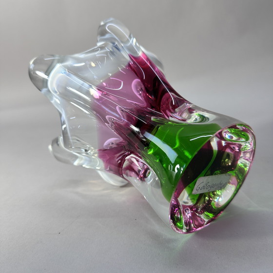 Image 1 of Vintage Czech Art Glass Vase – Attributed to Josef Hospodka – Chribska – Sommerso – 1960s