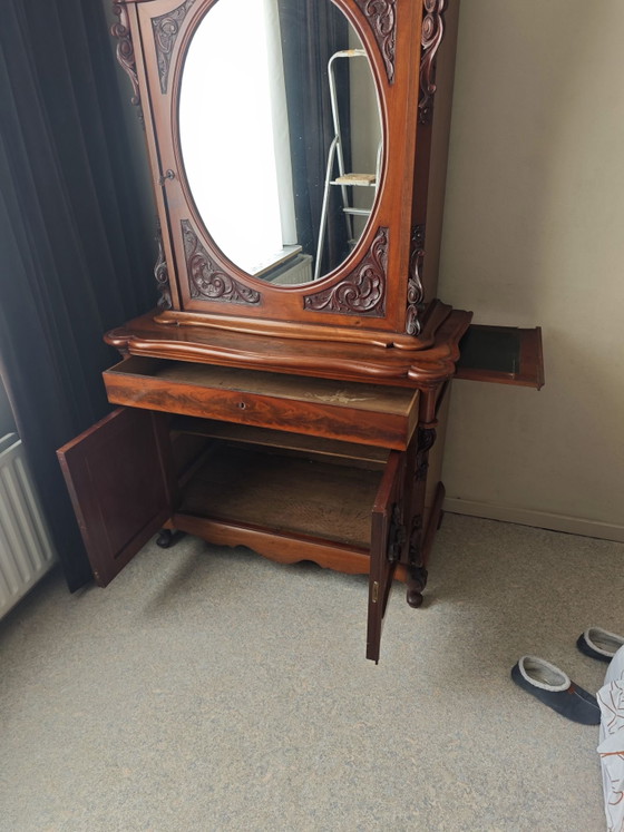 Antieke Biedermeier Bonheur spiegelkast – Dressoirs, Hout (photo 4 of 5)