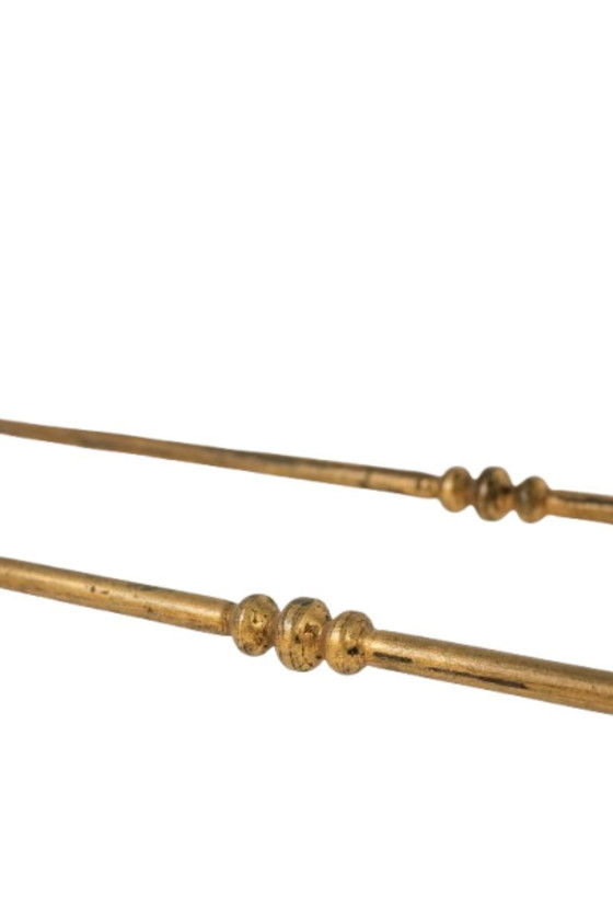 Image 1 of Table basse en fer forgé doré et plateau de verre églomisé. Années 1970