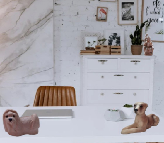 Image 1 of Shih Tzu in pelle artigianale di metà secolo – "Chateau Leather" (Canada)