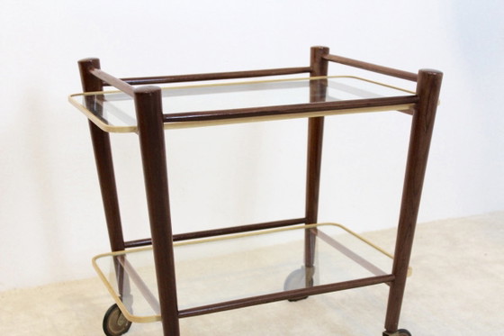 Serving Trolley by Cees Braakman for Pastoe, Bar carts, Glass, Rubber (photo 6 of 7)