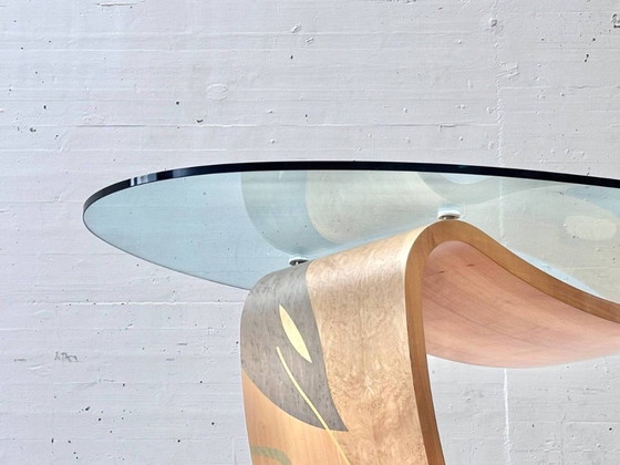 Carlo Malnati – Table de salle à manger sculpturale avec incrustations et plateau en verre, Italie, années (photo 11 of 11)