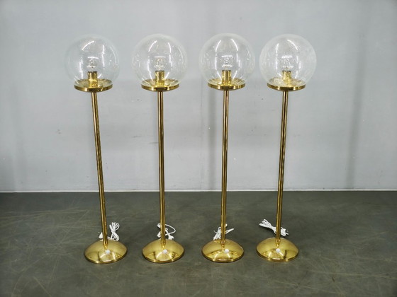 Set aus 4 Space Age Stehleuchten aus Messing und Blasenglas, Kamenický Šenov – Brass (photo 15 of 15)