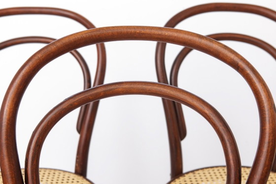 Ensemble de 6 chaises de salle à manger autrichiennes vintage en bois courbé, assises en hêtre foncé et (photo 3 of 11)