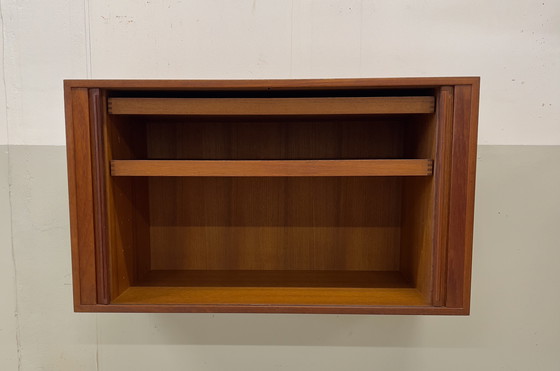 Image 1 of Teak Tambour Door Cabinet By Kai Kristiansen For Feldballes