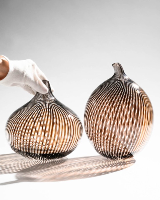 Image 1 of Rosenthal Glasstudio Filigrana Vase Duo – Mario Colelli & Hertha Bengtson · Limited Edition Art Glass, Germany