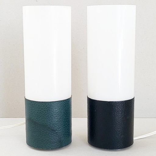 Pair of vintage 1960s table lamps in Plexiglas & vinyl, SECI France edition